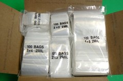2500 Zip Seal Lock Bags Clear 2Mil Assortment of 5 Sizes 500 each Total 2,500