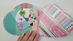 Handmade Junk Journal Heart Shaped Valentine’s – Flamingo