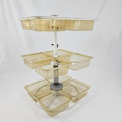 Vintage 3 Tier Rotating Organizer Lazy Susan Style Acrylic Steel Retro MCM