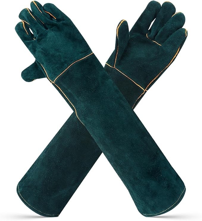 Animal Handling Gloves Leather Padding Dog Cat Scratch Protection Grabbing Glove
