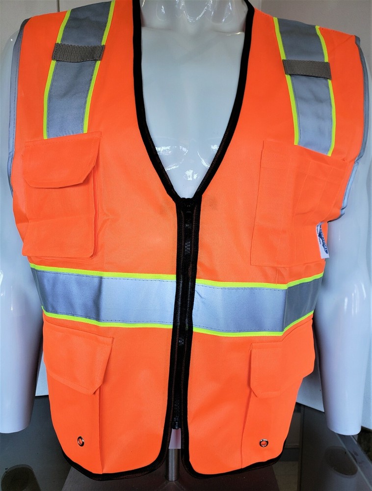 FX Three Tone High Visibility Reflective BLACK Safety Vest (Small-4XL)