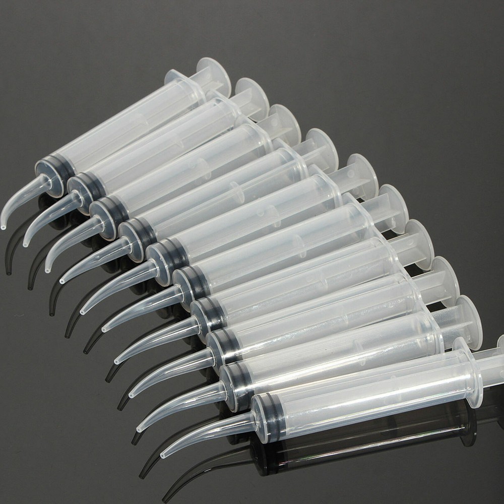 10 pcs Dental Disposable Curved Tip Utility Irrigation Syringes 12ml