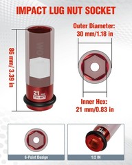 WORKPRO 1/2″ Drive Lug Nut Impact Duty Socket 21mm Deep Thin Wall Socket 6 Point