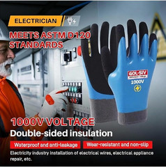 Electrician Gloves 1000V High Voltage,Astm D120 Certified & Double Insulated Ele