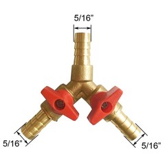 5/16 Inch Hose Barb Valve Brass 3 Way Shut Off Y Shaped 2 Switch Ball Valve