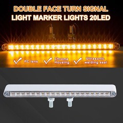 2Pcs 12″ Clear Lens Red/Amber LED Combo Dual Face Truck Semi Trailer Light Ba…