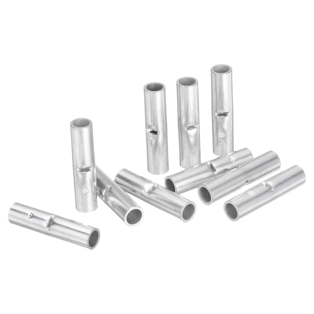 10Pcs 4 Gauge Non Insulated Butt Connectors 4 AWG Electrical Wire Silvery