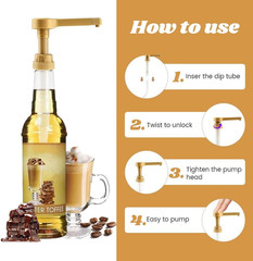 2Pcs 64oz Sauce Pump Dispenser for Syrups & Sauces – Gold & White