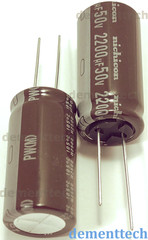 2x Nichicon PW 2200uF 50V High Endurance 105C radial capacitor 18mm Low-ESR