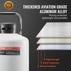 10L Liquid Nitrogen Tank Aluminum LN2 Dewar Cryogenic Container 6 Canisters Bag