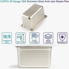 CURTA 6 Metal 1/4 Size 6″ Deep Food Pans 6.5×10.5″Steam Prep Fridge NSF Thick