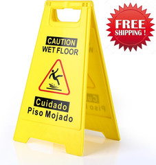 Caution Wet Floor Sign,17.5″ Height,Bright Yellow Double-Sided Folding A-Shaped