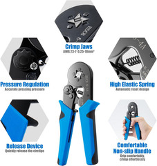 Ferrule Crimping Tool Kit w/ 1250PCS Wire Ferrules AWG 23-7 Ratchet Crimper