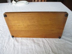 Vtg MCM! Solid Wood Roll-Top Desk Organizer Brass Nailhead Accents 12×6.5″
