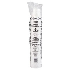 Dart 6J6 6 oz White Foam Cups J-Cup Insulated Drink Cup Case of 1,000
