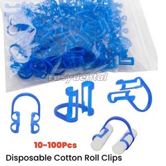 10-100Pcs Cotton Roll Holder Disposable Clips Plastic Blue For Dental Lab Clinic