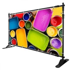 8x10Ft Banner Stand Heavy-Duty Backdrop Stand Telescopic Adjustable Repeat Step