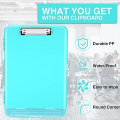 Sooez Clipboards with Storage, High 10″W x 1-1/4″D x 14-1/2″H, Mint Green