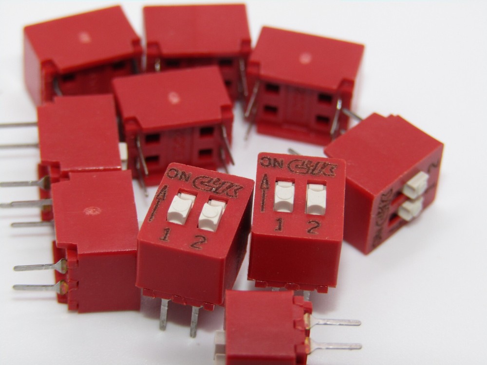 ( 10 PCS ) BD02 C&K Dip Switch SPST 2 Position Slide Actuator 100mA 5VDC NOS
