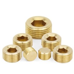 Brass Pipe Plug Male Thread Hexagon Internal Head Socket Fitting Brass Cap Bung