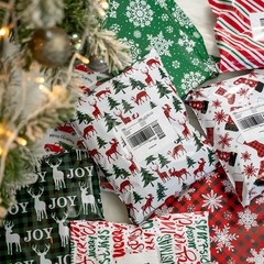80 Pcs Christmas Poly Mailer Set Festive Shipping Bags Candy Cane Buffalo Pla…