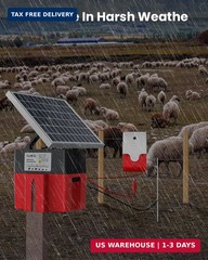 Solar-Powered Electric Fence Charger with Alarm,1.2 Joule Output, Up to 20 Miles