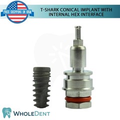 1x Dental T-shark Conical Fixture with Int Hex Connection Titanium Sterile SLA