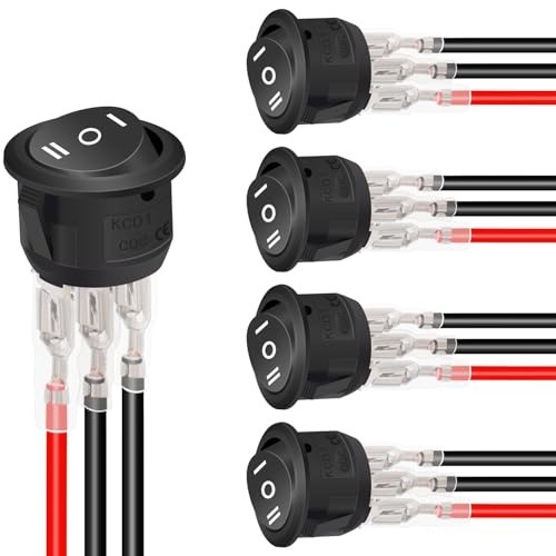 5Pcs 12V Round Rocker Switch ON/Off/ON AC 6A/250V 10A/125V SPST 3 Pin 3 Posit…