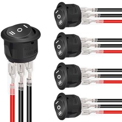 5Pcs 12V Round Rocker Switch ON/Off/ON AC 6A/250V 10A/125V SPST 3 Pin 3 Posit…