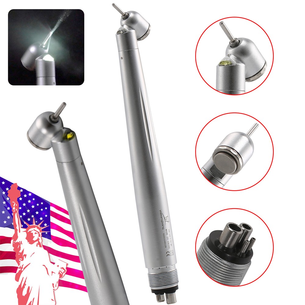 Dental 45° Angle/Standard Head LED E-generator / Fiber Optic Handpiece 4H 6Pin