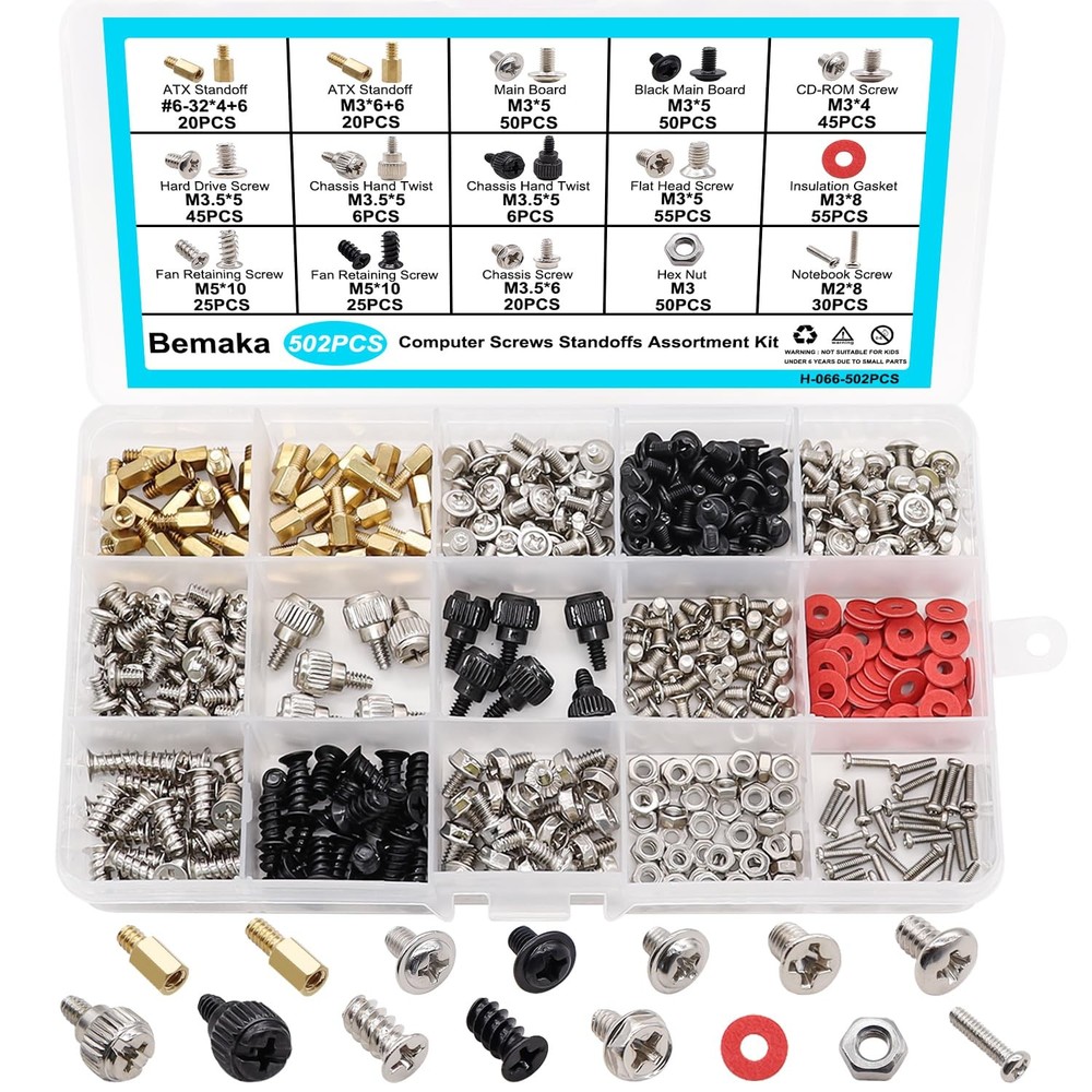 502pcs Computer Screw Assortment Kit for DIY PC Installation and Repair