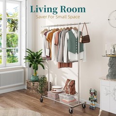 Lightweight Rolling Garment Organizer with Adjustable Rod – Ideal for Any Room