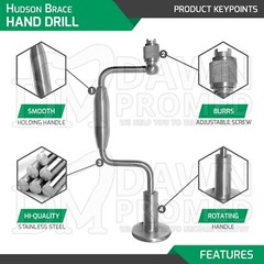 Hudson Brace Hand Drill 11″ With Improved Snap-Lock Chuck orthopedic Instruments