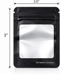 Mylar Bags Depot 1g Solid Mylar Bags with Square Window, Heat Sealable Moisture-