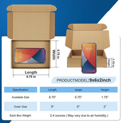 Famagic Small Shipping Boxes – 25 Pack 9X6X2 Inches Brown Corrugated Cardboard M