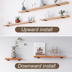 6 Inch Heavy Duty Shelf Brackets 4-Pack, Black Steel Floating Shelf Supports,…