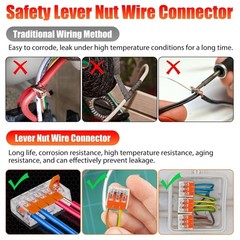 90Pcs For Wago 221 Lever Nuts Compact Splicing Wire Connectors – 2/3/5 Terminal