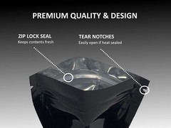 100 Premium 3×4″ Matte Black Small Double-Sided Mylar Foil Zip Storage Bags