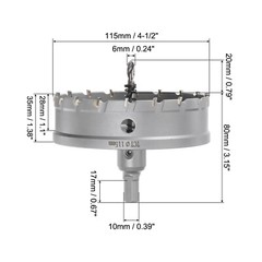 Metal Hole Saw Carbide Cutter 115mm / 4-1/2″ Dia for Stainless Steel Metal
