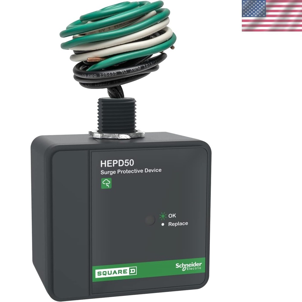 Schneider Electric Whole House Surge Protector with Green LED Indicator, 50kA