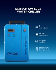 OMTech 6L CW-5202 Water Chiller for CO2 Laser Tube Engraver with 2 Pack Coolant