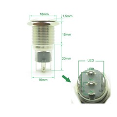 Push Button Switch Ring LED Light Momentary Latching Waterproof 16mm 12V 24V 220