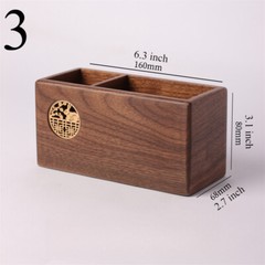 1pcs Wood Pen Holder Box Chinese Style Office Wooden Desktop Organizer Box