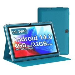 Tablet 7Inch Android 14.0 with Protective Case,8GBRAM（3GB+5GB expendʌ