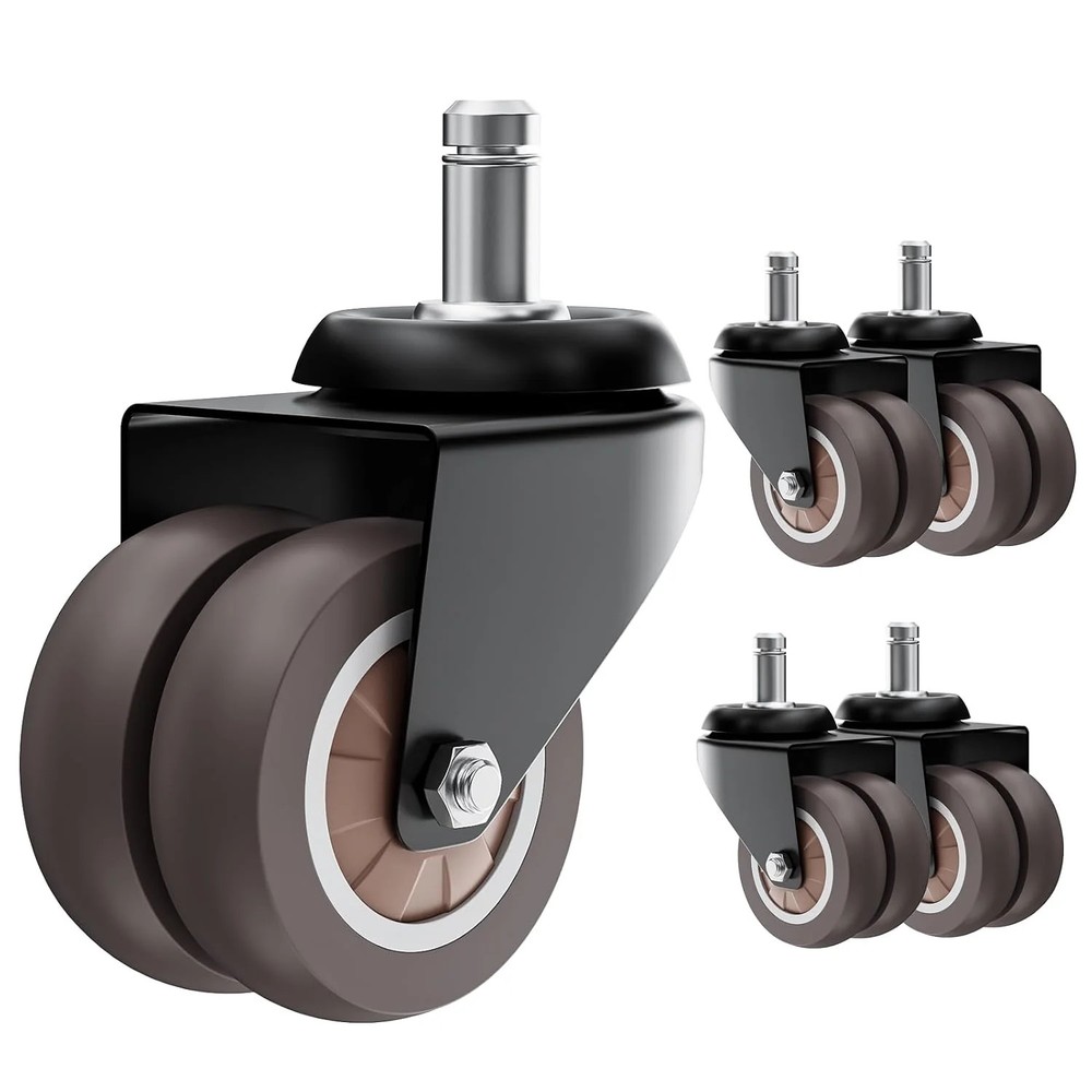 2 Inch Office Chair Wheels (Set of 5), Heavy Duty Grey Rubber Chair Casters Repl