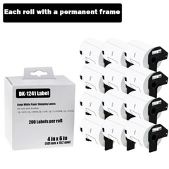 10 PK 4″ x 6″ DK 1241 Address White Paper Labels For Brother QL-1050N QL-1100