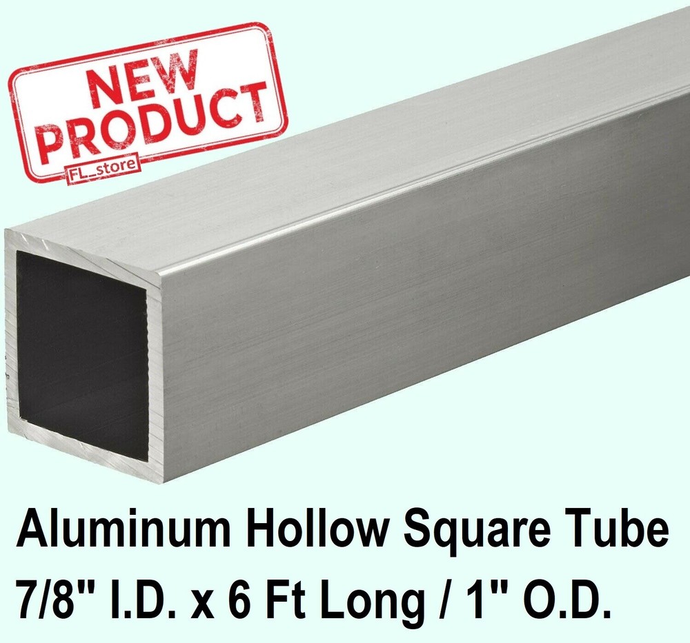 Aluminum Square Tube 7/8 In x 72 In Long 1/16″ Alloy 6063 Wall Tubing Stock NEW