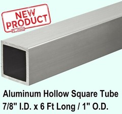 Aluminum Square Tube 7/8 In x 72 In Long 1/16″ Alloy 6063 Wall Tubing Stock NEW