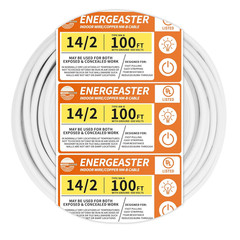 Solid Indoor 14/2 W/G NMB Cable 100Ft Coil，Electrical Wire 14 Gauge Wire 2 Condu