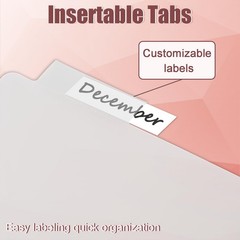 Clear Binder Dividers Pockets 12 PCS A4 Transparent Tabs Plastic Insertable